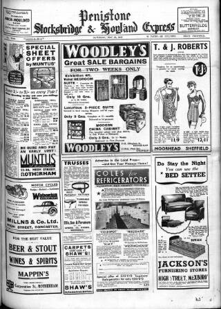 cover page of Penistone, Stocksbridge and Hoyland Express published on May 29, 1937