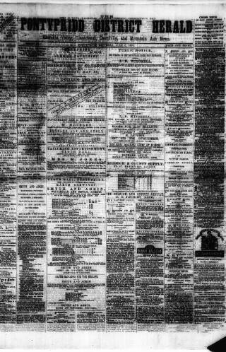 cover page of Pontypridd District Herald published on July 6, 1878