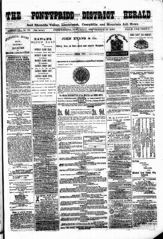 cover page of Pontypridd District Herald published on September 18, 1880