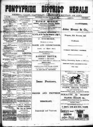 cover page of Pontypridd District Herald published on February 28, 1891