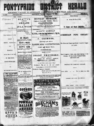 cover page of Pontypridd District Herald published on November 25, 1893