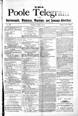 cover page of Poole Telegram published on July 6, 1883