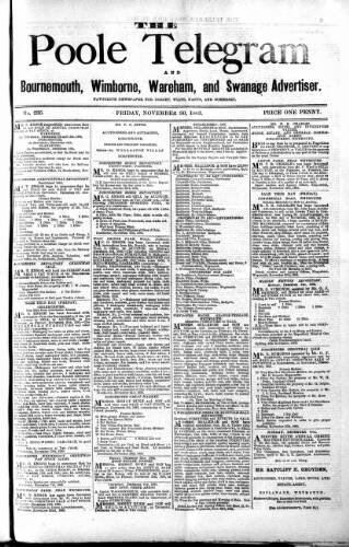 cover page of Poole Telegram published on November 30, 1883
