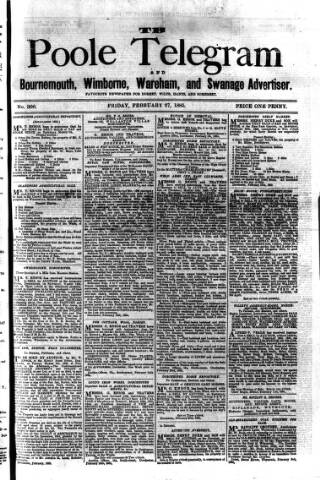 cover page of Poole Telegram published on February 27, 1885