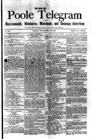 cover page of Poole Telegram published on November 13, 1885