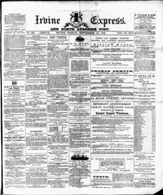 cover page of Irvine Express published on September 18, 1885