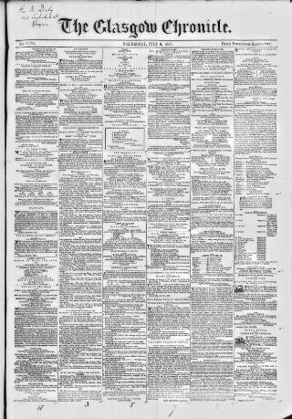 cover page of Glasgow Chronicle published on July 6, 1853