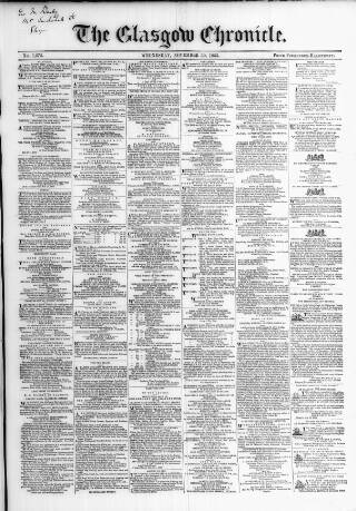 cover page of Glasgow Chronicle published on November 30, 1853