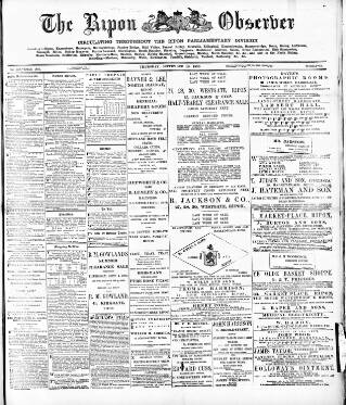 cover page of Ripon Observer published on September 18, 1890