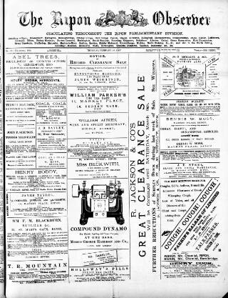 cover page of Ripon Observer published on February 28, 1895