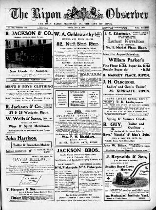 cover page of Ripon Observer published on July 6, 1905
