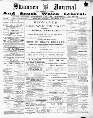 cover page of Swansea Journal and South Wales Liberal published on December 30, 1893