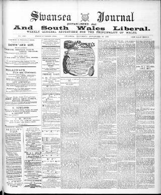 cover page of Swansea Journal and South Wales Liberal published on November 30, 1895