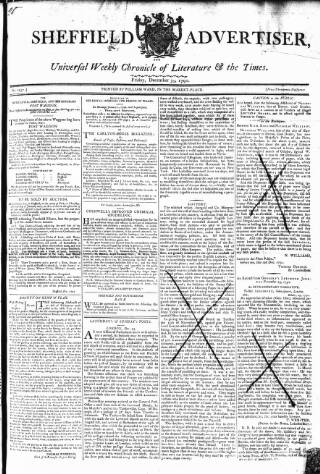 cover page of Sheffield Public Advertiser published on December 30, 1791
