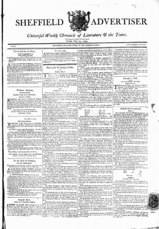 cover page of Sheffield Public Advertiser published on May 24, 1793