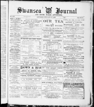 cover page of Swansea Journal published on November 30, 1889