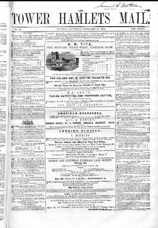 cover page of Tower Hamlets Mail published on February 20, 1858
