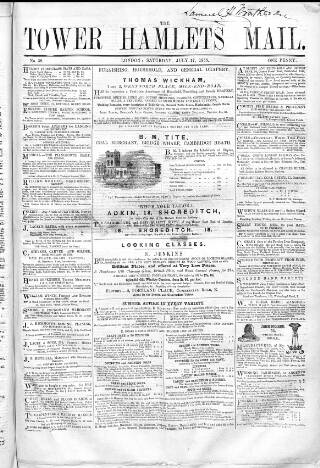 cover page of Tower Hamlets Mail published on July 17, 1858