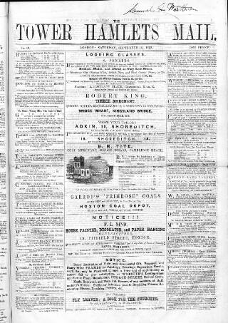 cover page of Tower Hamlets Mail published on September 18, 1858