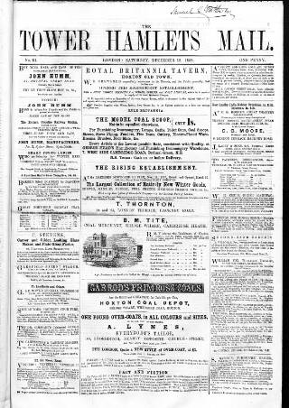 cover page of Tower Hamlets Mail published on December 18, 1858