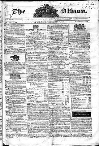 cover page of Liverpool Albion published on February 28, 1831
