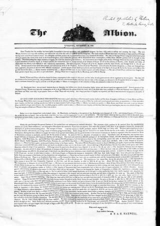cover page of Liverpool Albion published on September 18, 1838