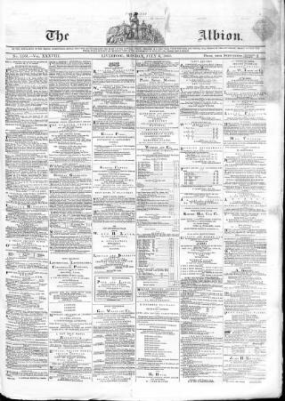 cover page of Liverpool Albion published on July 6, 1863