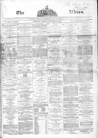 cover page of Liverpool Albion published on November 30, 1868