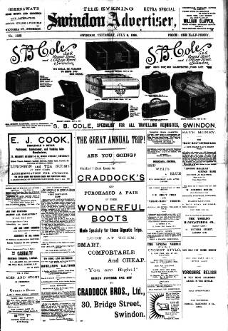 cover page of Swindon Advertiser published on July 6, 1905