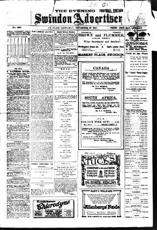 cover page of Swindon Advertiser published on November 30, 1912