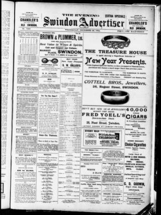 cover page of Swindon Advertiser published on December 30, 1914
