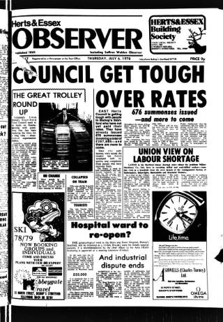 cover page of Herts and Essex Observer published on July 6, 1978
