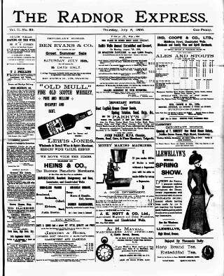 cover page of Radnor Express published on July 6, 1899
