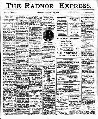 cover page of Radnor Express published on February 28, 1907