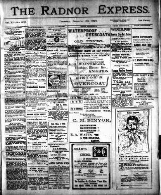 cover page of Radnor Express published on December 30, 1909