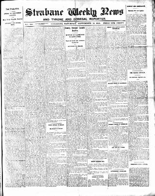 cover page of Strabane Weekly News published on September 18, 1915