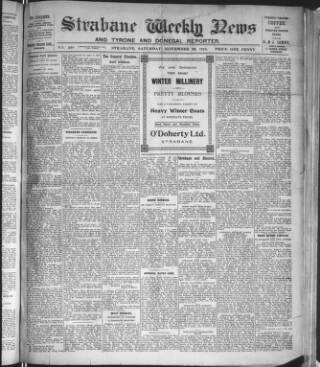 cover page of Strabane Weekly News published on November 30, 1918