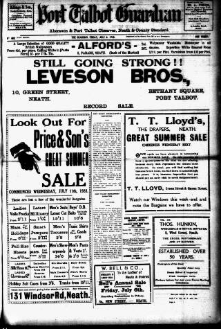 cover page of Port Talbot Guardian published on July 6, 1928