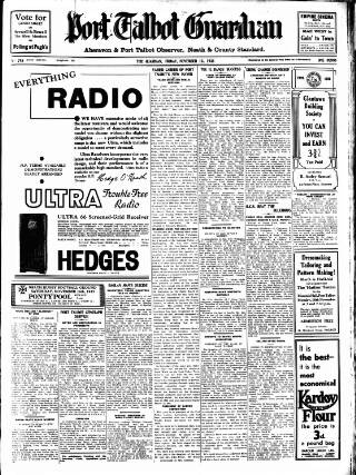 cover page of Port Talbot Guardian published on November 15, 1935