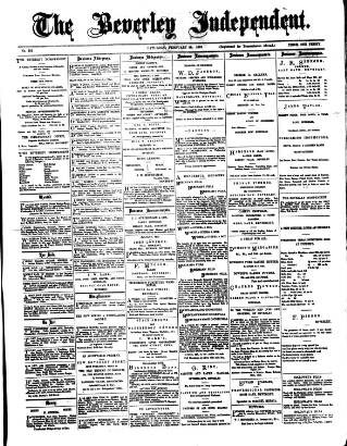 cover page of Beverley Independent published on February 28, 1891