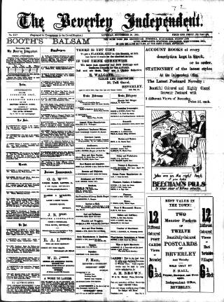 cover page of Beverley Independent published on September 18, 1909