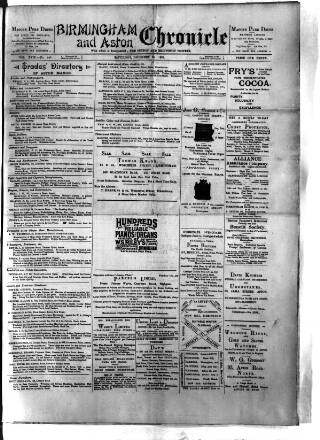 cover page of Birmingham & Aston Chronicle published on December 30, 1893