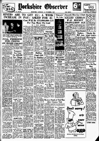 cover page of Bradford Observer published on November 15, 1947