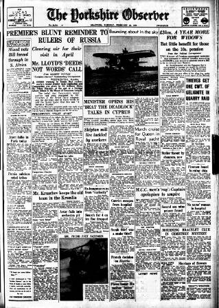cover page of Bradford Observer published on February 28, 1956