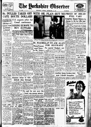 cover page of Bradford Observer published on September 18, 1956