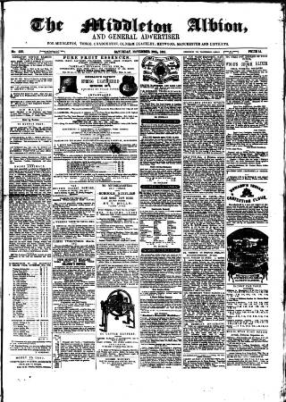 cover page of Middleton Albion published on November 30, 1861