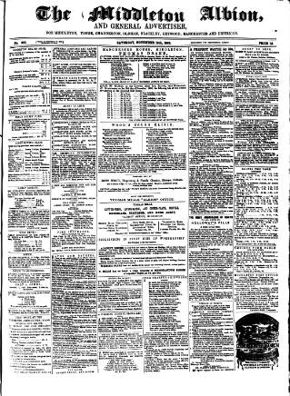 cover page of Middleton Albion published on November 15, 1862