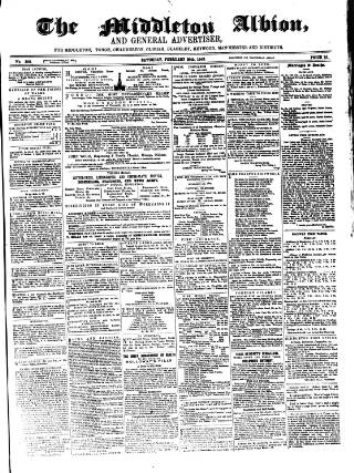 cover page of Middleton Albion published on February 28, 1863