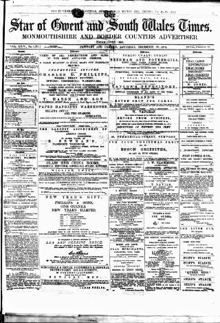 cover page of Star of Gwent published on December 30, 1876
