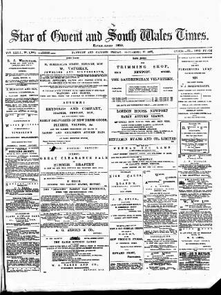 cover page of Star of Gwent published on September 18, 1885
